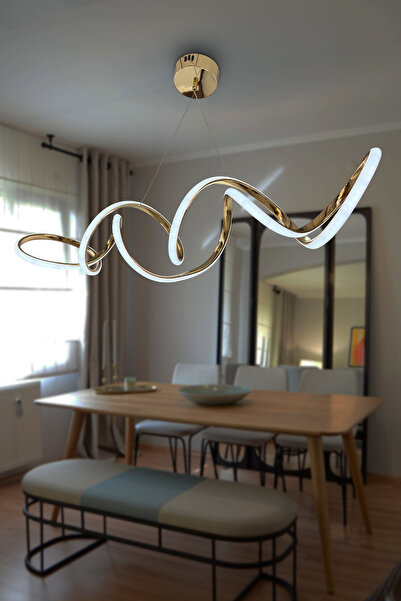 RSCOLLECTIONS Ayder Masaüstü Sarkıt Led Avize Kumandalı Gold