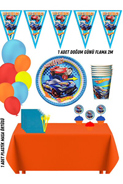 HAPPYLOOPPARTY Hotwheels Ateşli Tekerler 32 Kişilik Doğum Günü Parti Süsleri ...