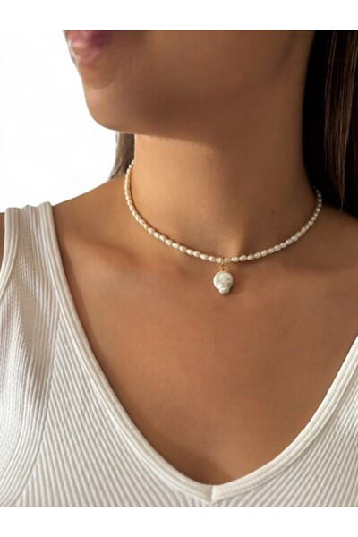 By Saadet Özkanlı Gerçek barok inci detaylı 2-3 mm AA sınıfı arpa inci kolye ...