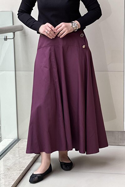 Ghisa Bell-Cut Cotton Skirt with Side Buttons