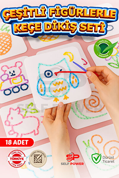 Self Power Keçe'den 18 Adet El İşi Dikiş Kiti Desenli , Kolay ve Eğlenceli Ho...
