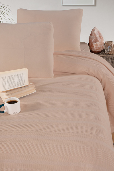 evdehome Cotton Dual Single Size Pique Bedspread Set 160X230, Fitted Sheet 100X200, 1 Pillowcase