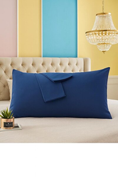 Lio20 50 X 70 cm Size Cotton Fabric Covered 2 Piece Pillowcase Set - Navy Blue