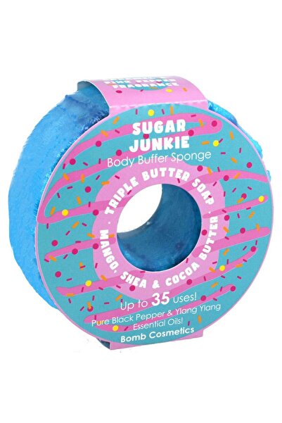 Bomb Cosmetics Sugar Junkie Donut Body Buffer Exfoliating Soap with Sponge,