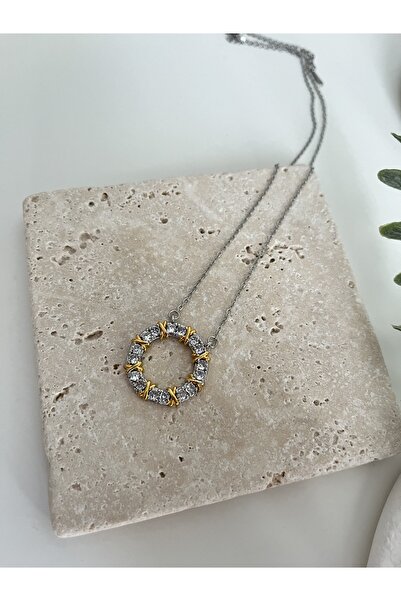 stainless steell Tifany X Yuvarlak Uçlu Çelik Kolye