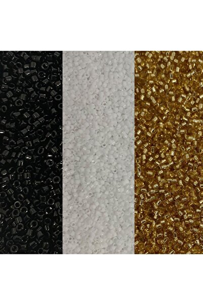 Bi hızlı Miyuki Delica Boncuk 11/0 Üçlü Set, DB10 Siyah, DB202 Janjanlı Beyaz...