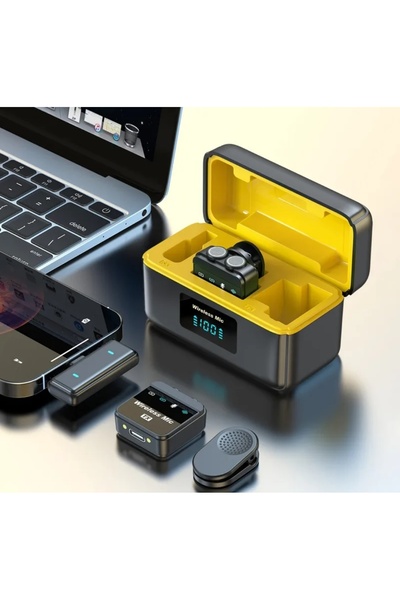 comse Q09 Iphone Ve Type-c Uyumlu Kablosuz Yaka Mikrofonu Göstergeli Led Şarj Kutulu Gürültü Azaltma