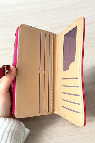 TAKIŞTIR Dark Pink Color Leather Women Wallet