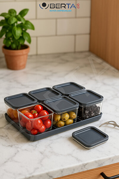 Berta Hijyen 6'lı Kahvaltılık Seti - Sızdırmaz Silikonlu Kapaklı - Çeyizlik v...
