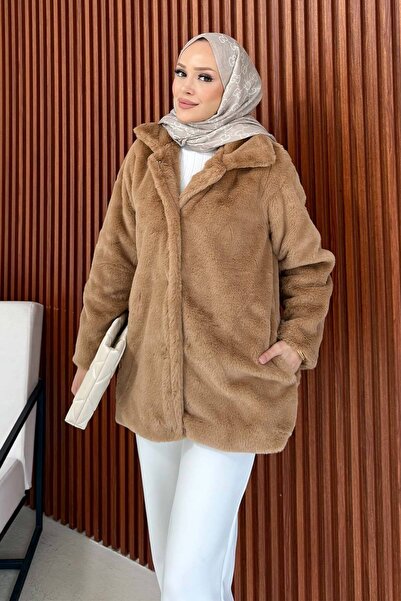 Melike Tatar Αντίκα παλτό με συνθετική γούνα 32-2226-1