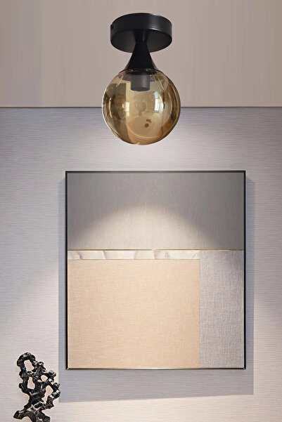 Uçar KAMARO MODERN KAPALI CAMLI METAL TABANLI PLOFONYER TEKLİ AVİZE KORİDOR OTURMA ODASI GİRİŞ AVİZE