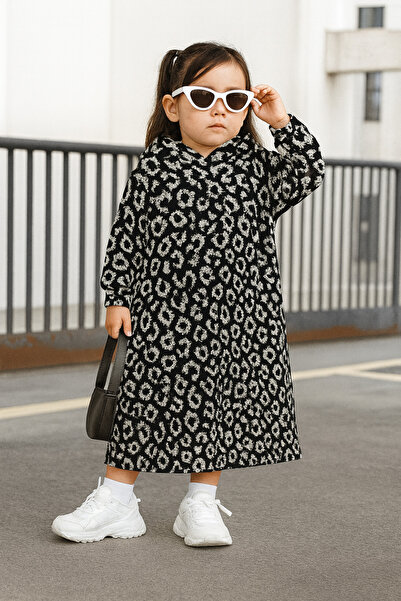 Gül Kalın Triko Kumaş Bebek ve Kız Çocuk Kapüşonlu Sweatshirt Elbise – Rahat ...