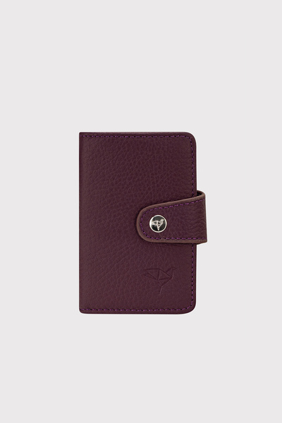 LUCCACCI Genuine Leather Plum Accordion Card Holder