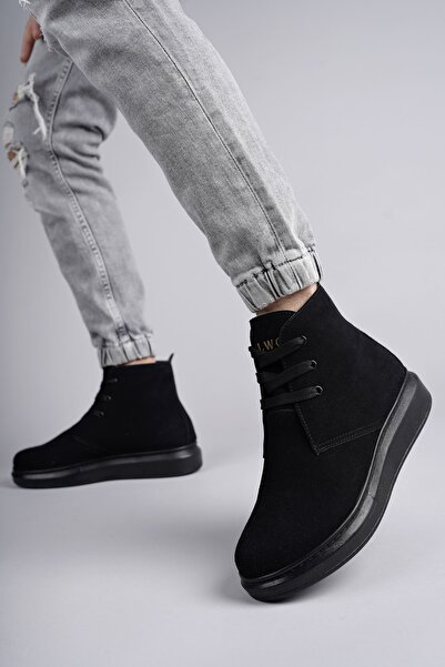 Zapatos SLW207 Oslo Bağcıklı Süet Erkek Günlük Spor Bot ST - Siyah