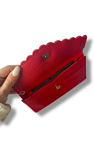 TAKIŞTIR Red Color Leather Women's Wallet with Cat Figure