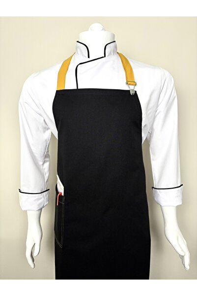 ADALILAR İŞ ELBİSELERİ مريلة مطبخ بحزام للرقبة للطهاة المحترفين والباريستا في المقاهي والمطاعم (مع مشبك)