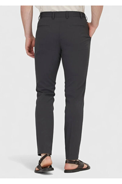 Ramsey Dark Gray Plain Woven Jogging Fit Casual Trousers