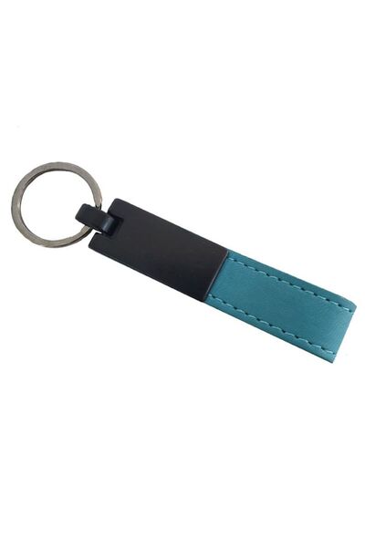 Skygo Leather Keychain with Metal Head Blue