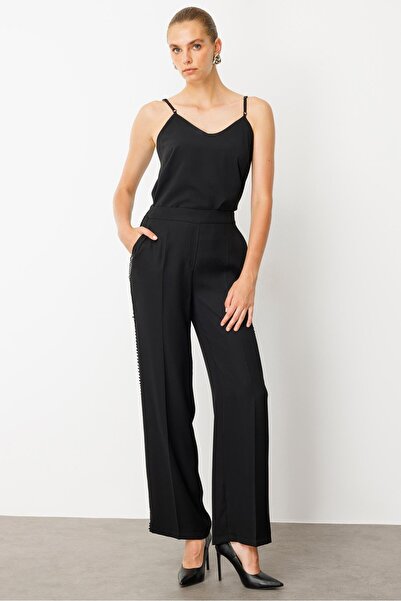 Moda İlgi Modailgi Side Striped Trousers -15001 Black