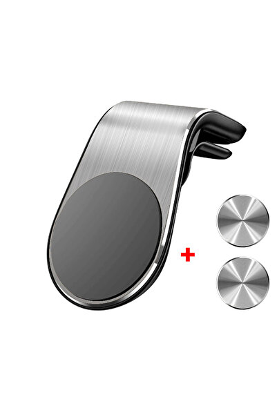 Choice حامل ثابت باللون الفضي، حامل مغناطيسي للهاتف في السيارة، مشبك تثبيت بف...