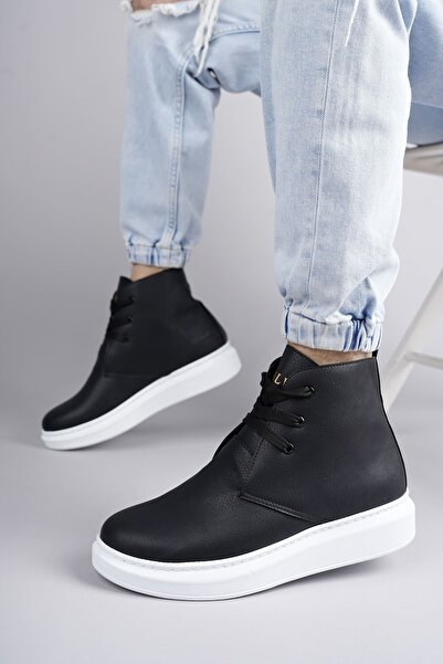 Zapatos SLW207 Oslo Bağcıklı Cilt Erkek Günlük Spor Bot BT - Siyah