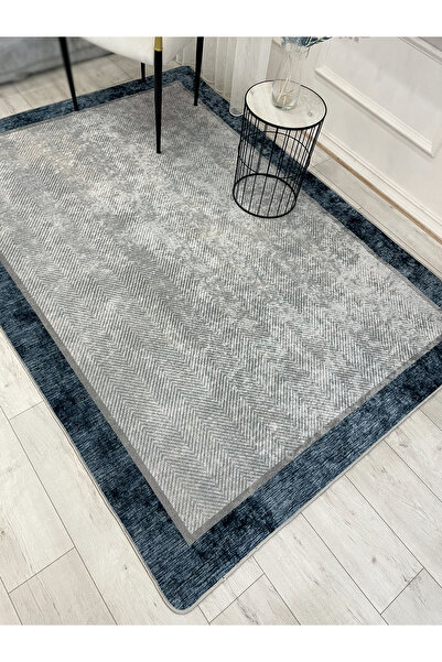 Brillant GRİ-KOYU MAVİ Jüt Sisal Görünüm Bordürlü Kaymaz Taban Yolluk Mutfak ...
