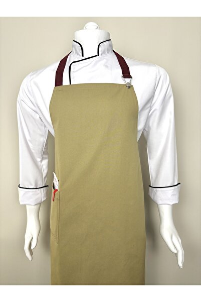 ADALILAR İŞ ELBİSELERİ مريلة مطبخ بحزام للرقبة للطهاة المحترفين والباريستا في المقاهي والمطاعم (مع مشبك)