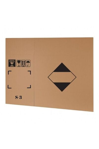 Aspak 37x29,5x25 Cm S-3 Uyarı Sembolü Baskılı Mini Kargo Kolisi - Çift Oluklu...