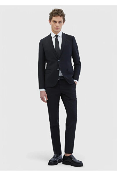 Ramsey Black Solid Fashion Slim Fit Wool Blend Suit