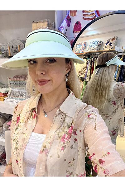 Çeşme Home Unisex Adjustable Visor Hat with Wipeable, Sweat-Proof, Padded Front and 12cm Wide Brim