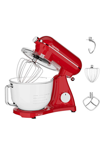 Anyta Cooking Robot de bucatarie Mixer cu bol Transparent din sticla de 6L ,1800W, din aluminiu, Rosu - Anyta Cook