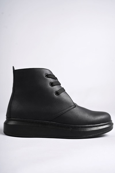 Zapatos SLW207 Oslo Bağcıklı Cilt Erkek Günlük Spor Bot ST - Siyah