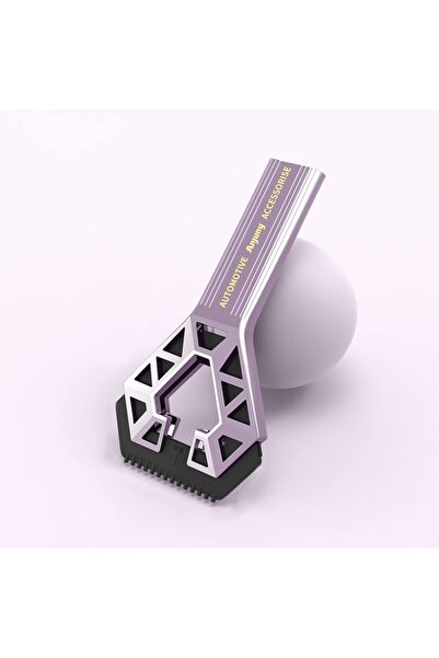 Flippy Single-Ended Car Snow Scraper, Universal, Ergonomic Detachable Handle, Purple