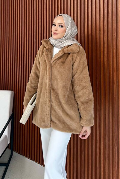 Melike Tatar Αντίκα παλτό με συνθετική γούνα 32-2226-1