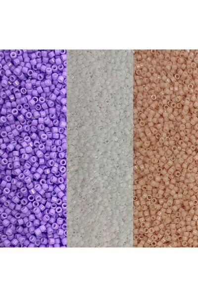 Bi hızlı Miyuki Delica Beads 11/0 Triple Set, Db2138 Lilac, Db202 White with ...