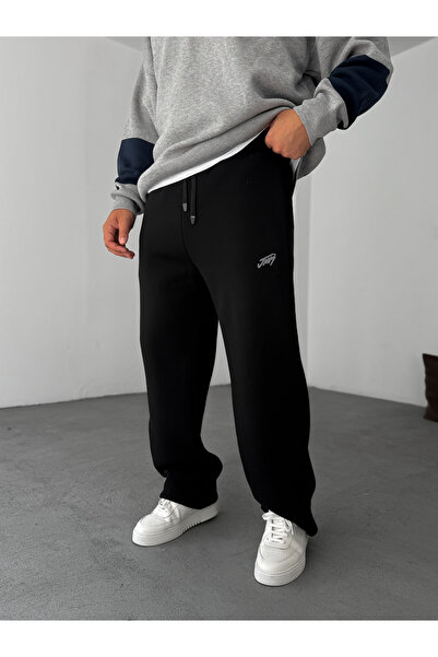 BYBASICMAN Black Basic Printed Pipe Leg Sweatpants Jj-102