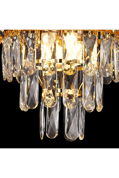 ALC-Shop Κρυστάλλινος πολυέλαιος BELVEDERE Petito 3xE14, Διάμετρος 30cm, Λαμπερό χρυσό, Ρυθμιζόμενο ύψος