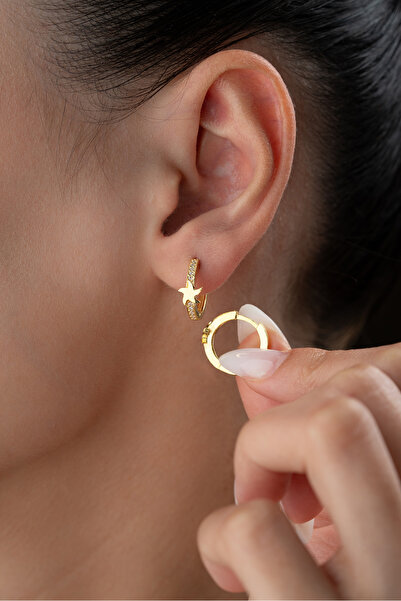 Silvano Jewelry 925 Ayar Gümüş Yıldızlı Halka Küpe