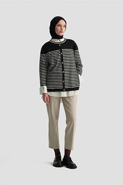 Armine Beli Lastikli Klasik Pantolon 25KD1113 Bej