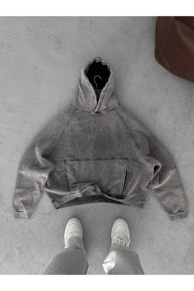 BYBASICMAN Black Washed Hooded Sweatshirt Jj-150