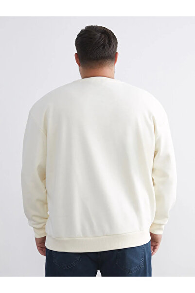 LC Waikiki XSIDE Bej Büyük Beden Bisiklet Yaka Erkek Sweatshirt