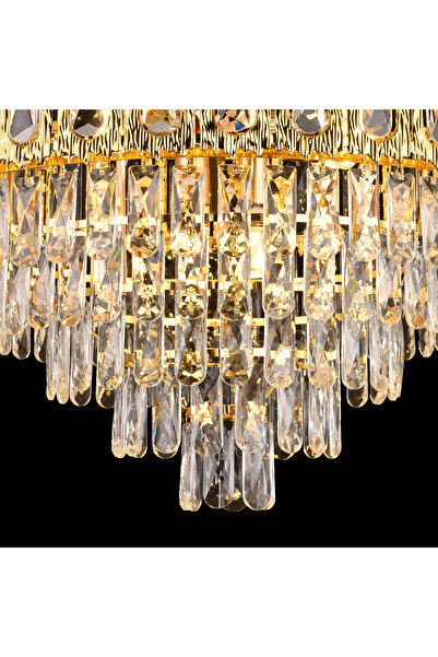 Alista Home Crystal Chandelier BELVEDERE Magno 8 xE 14, Diameter 60 cm, Shiny Gold, Adjustable Height