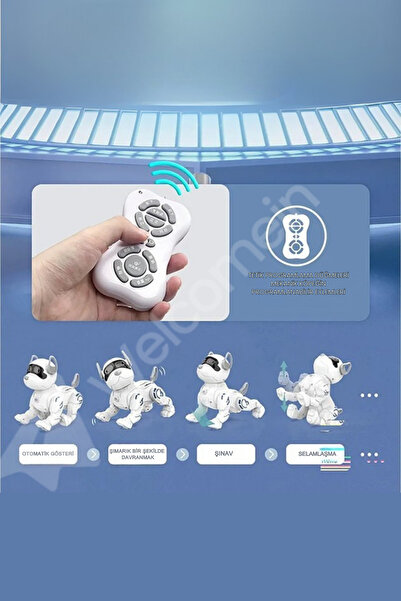 welcomein Uzaktan Kumandalı Sensörlü Işıklı Sesli Selamlaşan Akıllı Oyuncak Köpek Fonksiyonlu Robot Pet +3