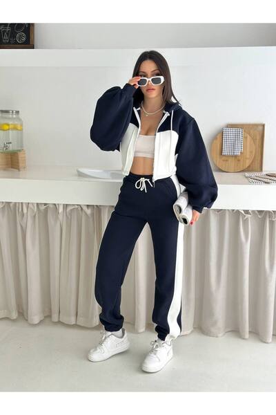 By Kuzey Aras Γυναικείο Σετ Φούτερ Casual από Ύφασμα Τριών Κλωστών Σχεδιασμένο σε 2 Χρώματα