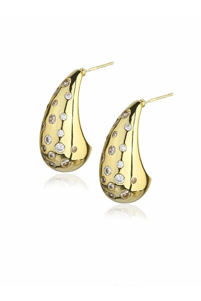 Klips Concept أقراط بتفاصيل حجرية على شكل قطرة