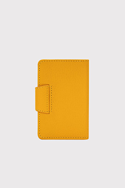 LUCCACCI Genuine Leather Mustard Yellow Accordion Card Holder