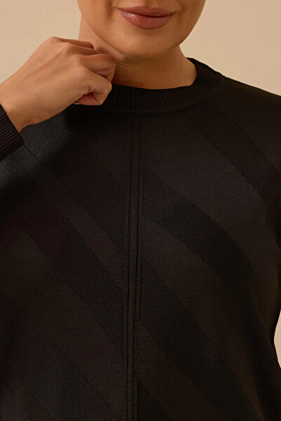 Gala-Xi Galaxi Women's Plus Size Patterned Knitwear Blouse 4006 Black