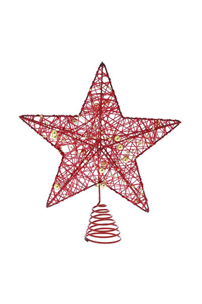 BraziPremium Vârf de brad de Crăciun cu stea strălucitoare, 20 x 21 cm, roșu