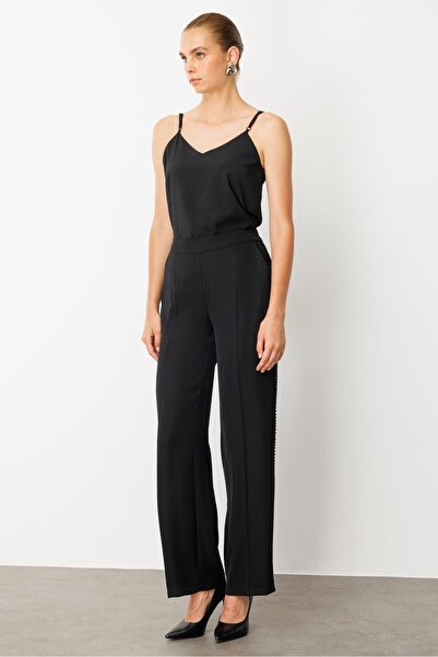 Moda İlgi Modailgi Side Striped Trousers -15001 Black