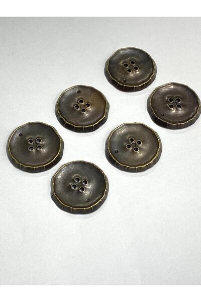 karantuhafiye İtalyan Kaban Hırka Düğmesi / 6 lı set / 2,5 cm / Oksit Vintage / m03255